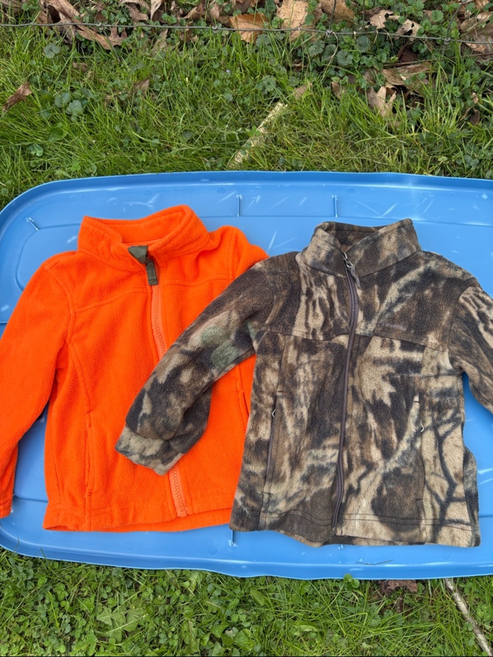 Columbia Kids Fleece Jackets - Orange & Brown Camo